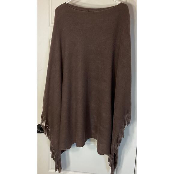 Marvelush for Layers by Lizden 2 Piece Brown Fringed Poncho w/Scarf One Size - Picture 2 of 7